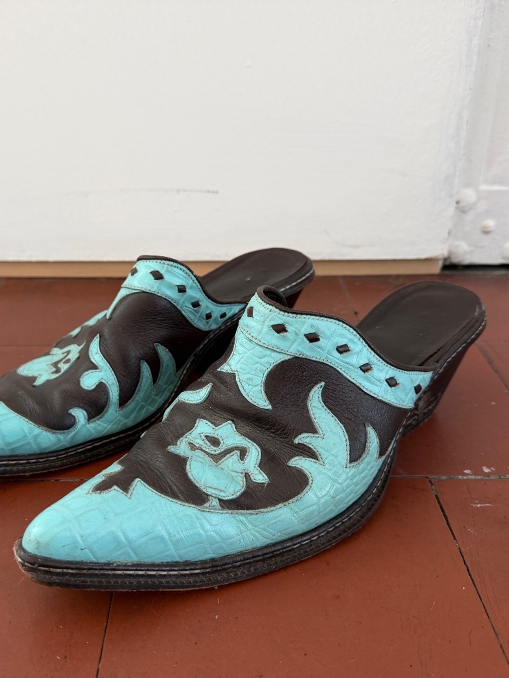 Vintage Leather Tony Lama Western Cowboy Mules